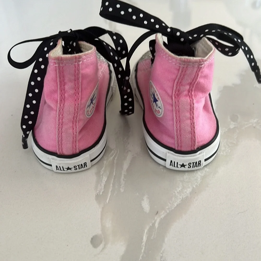 Converse Pink Minnie Mouse Bling Toe Hightop Sneakers Little Girls Sz 5